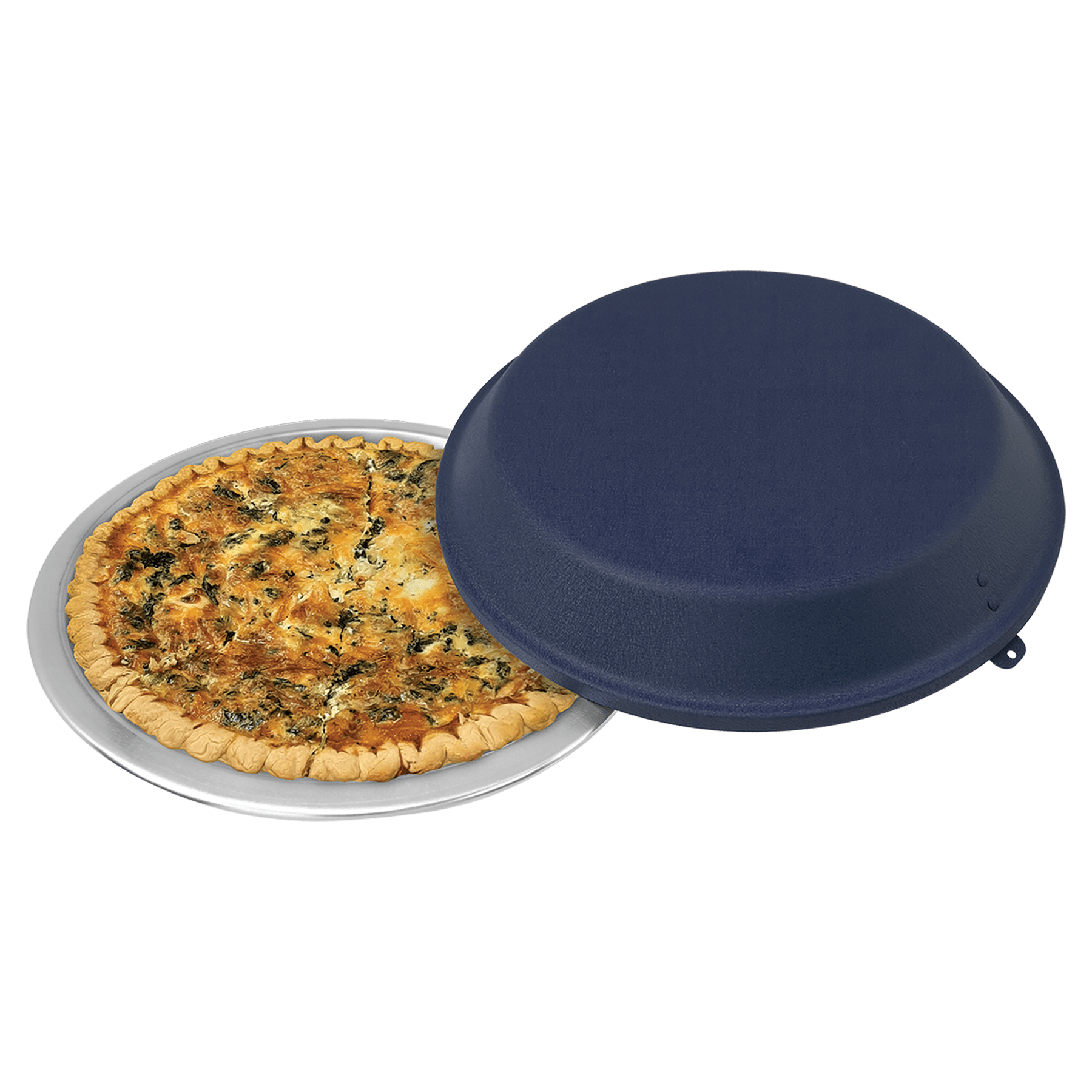 9" Aluminum Pie Pan with Navy Blue Lid