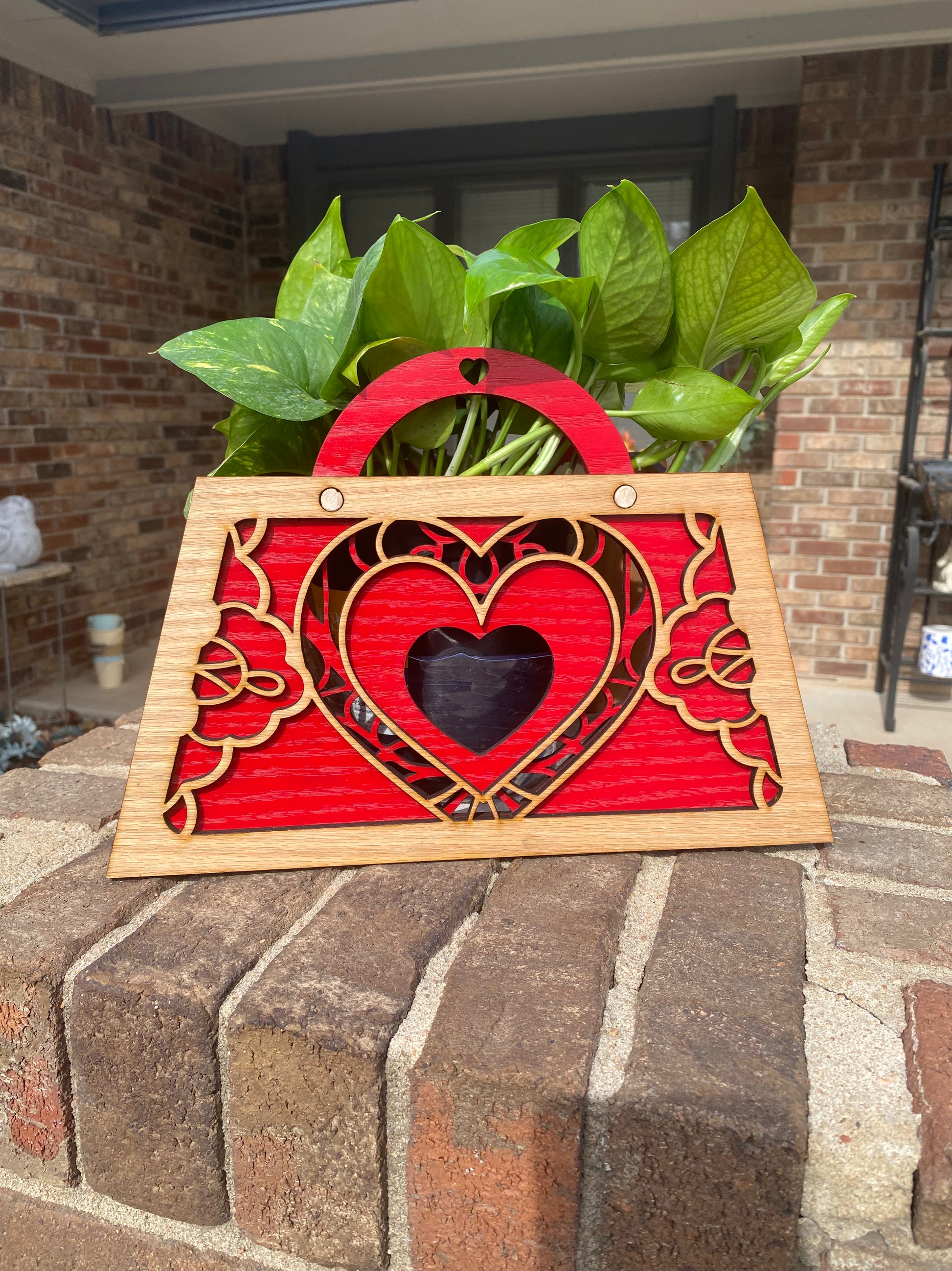 Heart center medallion, ornate rose corners, "Thank You" text