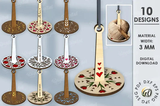 Wristlet Yarn Holder – Interchangeable, Hand-Painted Wooden Thread Tamer